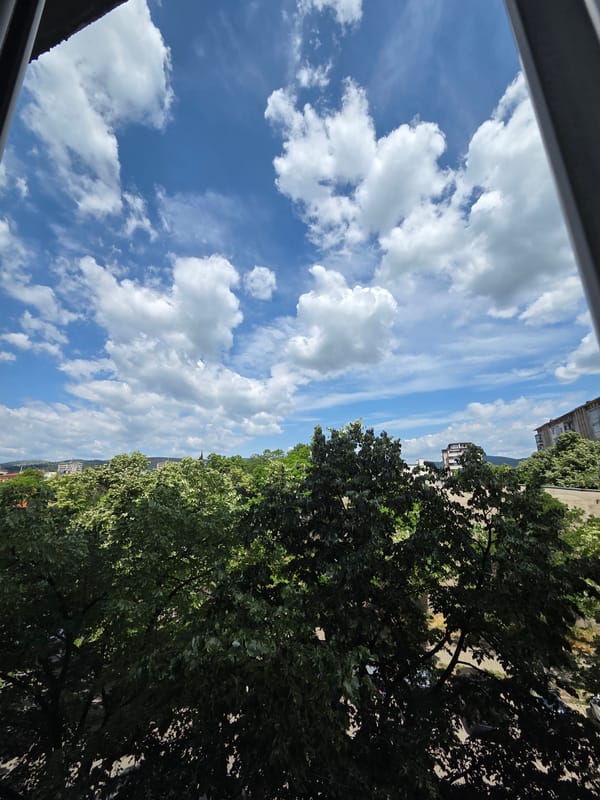 Morning scenes captured in Stara Zagora include skyline, energy drink