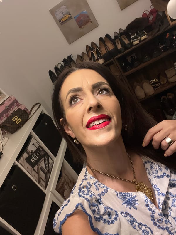 Woman photographed getting ready in dressing room, Konz Germany