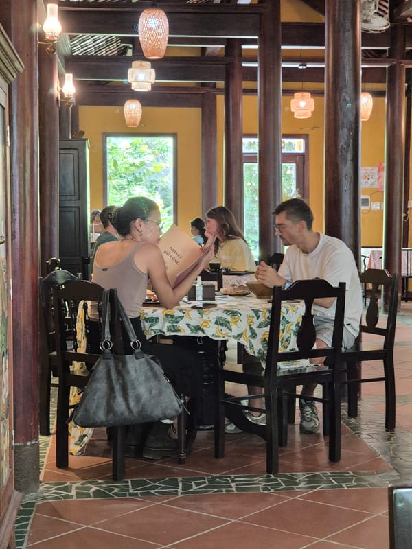 Inside a rustic Vietnamese restaurant in Da Nang