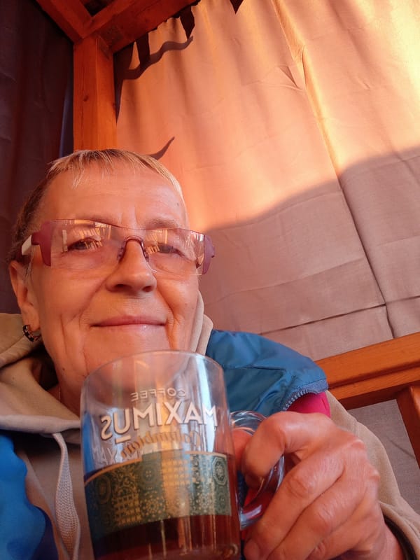 Sunset evening in Degtyarsk, tea on the deck, golden hour views