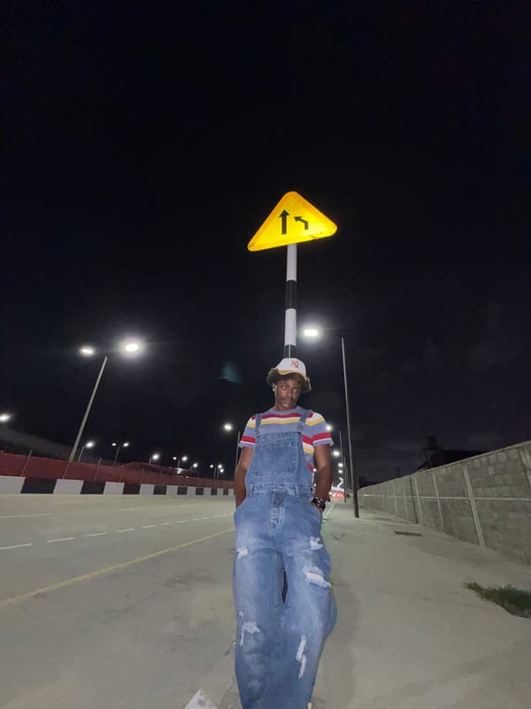 Nighttime scene captured on illuminated bridge in Nigeria