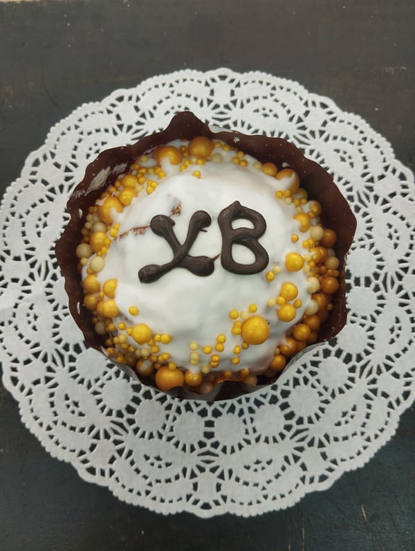 Decorated chocolate cupcake photographed in Votkinsk, Russia