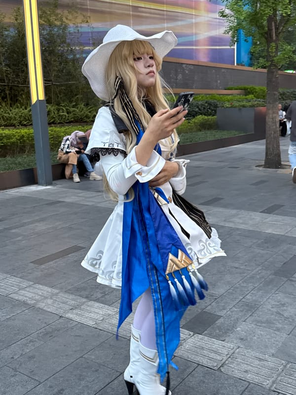 Cosplayer and companion spotted on Chengdu street