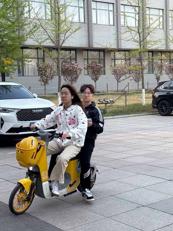 Young people gather with electric scooters in Zhongtun, China