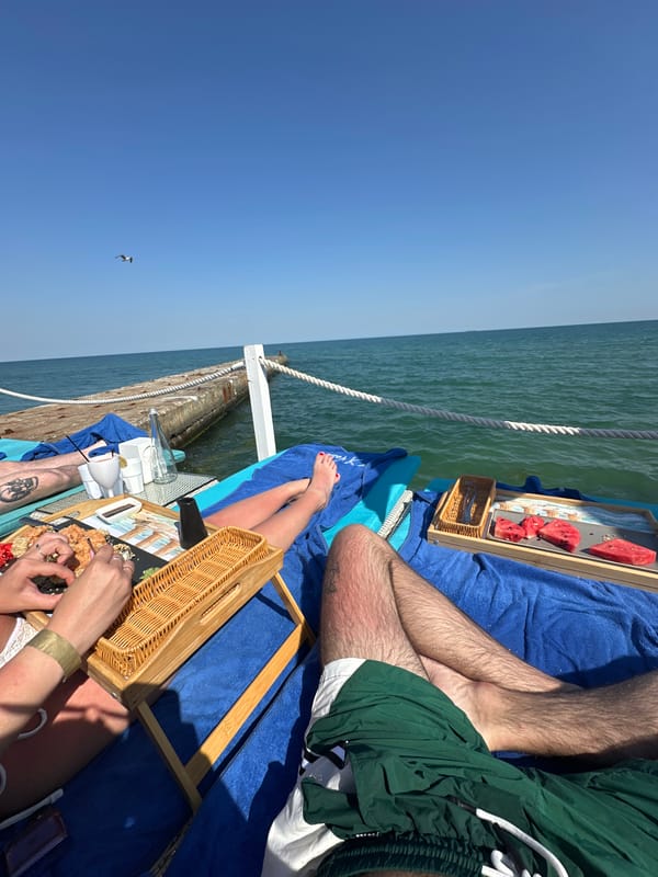 Lounging by the Black Sea with watermelon and sushi