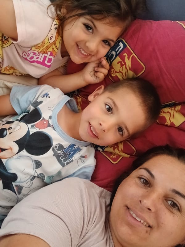 Family shares quiet morning moments together in Bulgarian home