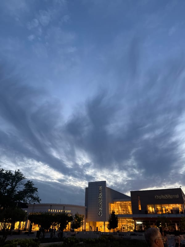 Nighttime activity captured near Crate & Barrel stores in Oak Brook