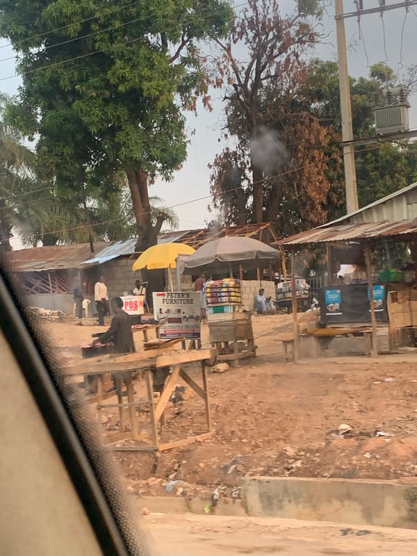 Market street with furniture stalls documented in Keffi, Nigeria