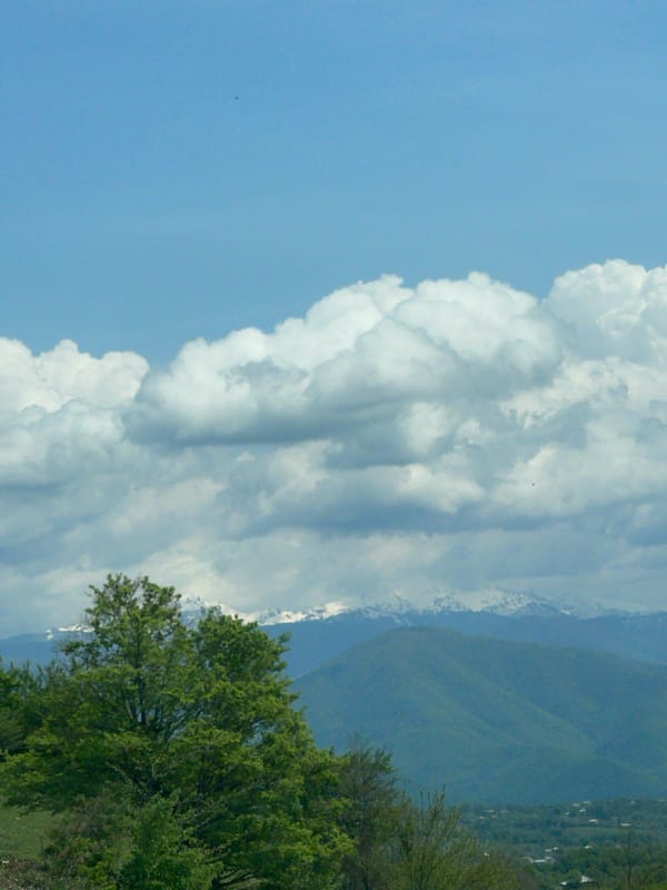 Large cumulus clouds observed over Chiatura, Georgia