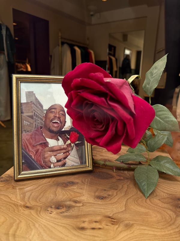Tupac memorial display with rose spotted in Paris