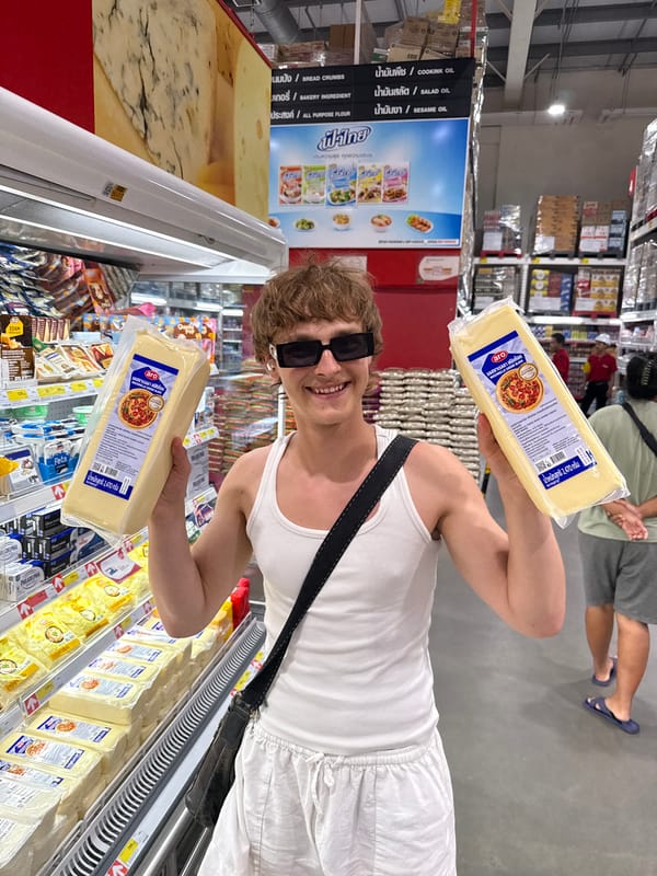 Slow holiday morning in Karon — supermarket, balcony, downtime.