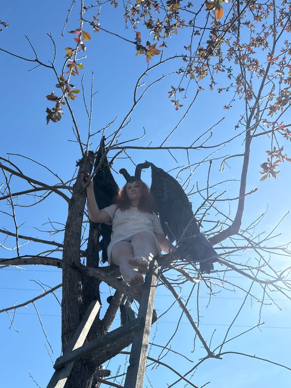 Winged woman spotted in tree branches in Chaikovsky, Russia