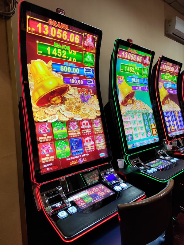 Modern slot machines observed at gaming establishment