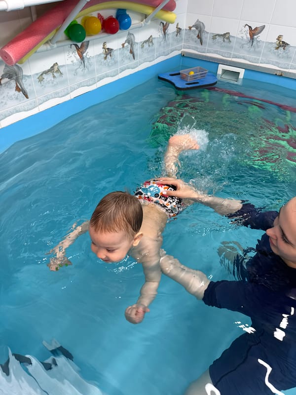 Swimming lesson observed at indoor pool in Rusanovo