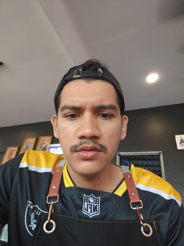 Casual selfie in Kota Tinggi, NFL jersey and apron on.
