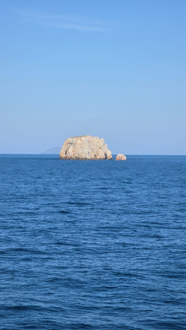 Rocky coastal outcrop photographed in Greece Mediterranean setting