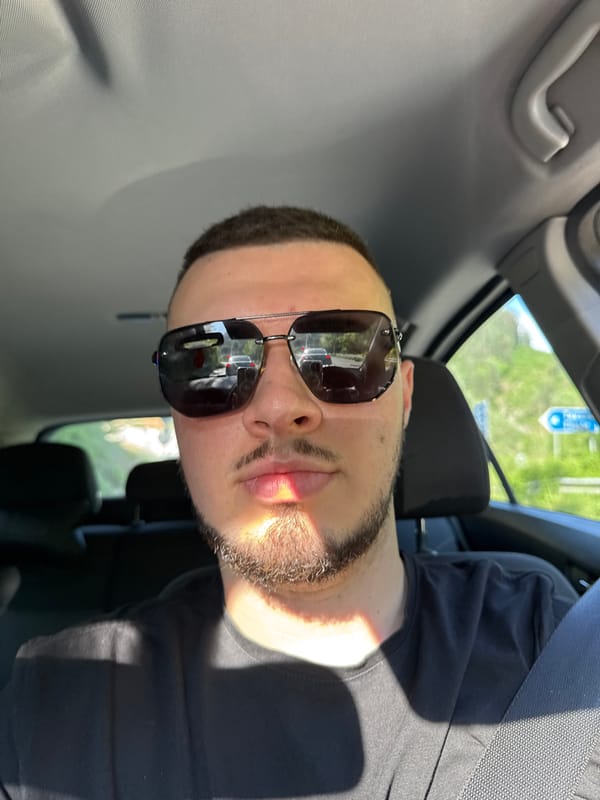 Man photographed in car interior in Laka, Bulgaria