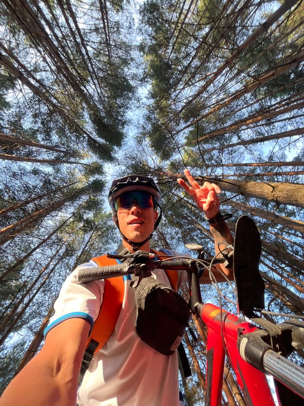 Mountain biking through forest trails in Chaikovsky, Russia