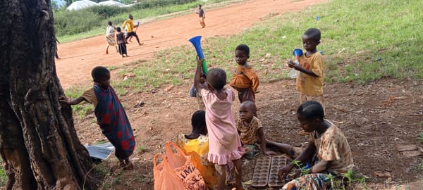 Children play outdoors in Ngalula, Democratic Republic of Congo