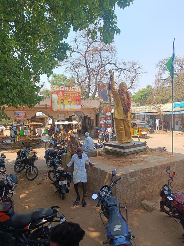 Golden statue with garland observed in Chilamathur public square
