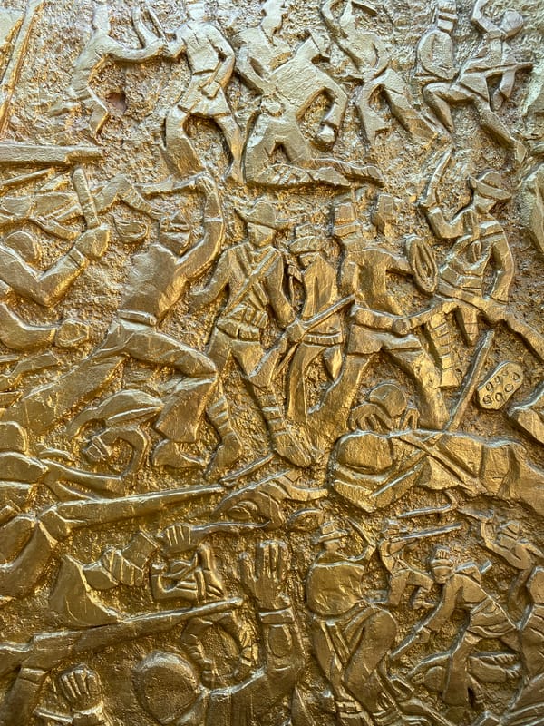 Thai heritage site visit with golden reliefs, gardens, and fresh mangosteen
