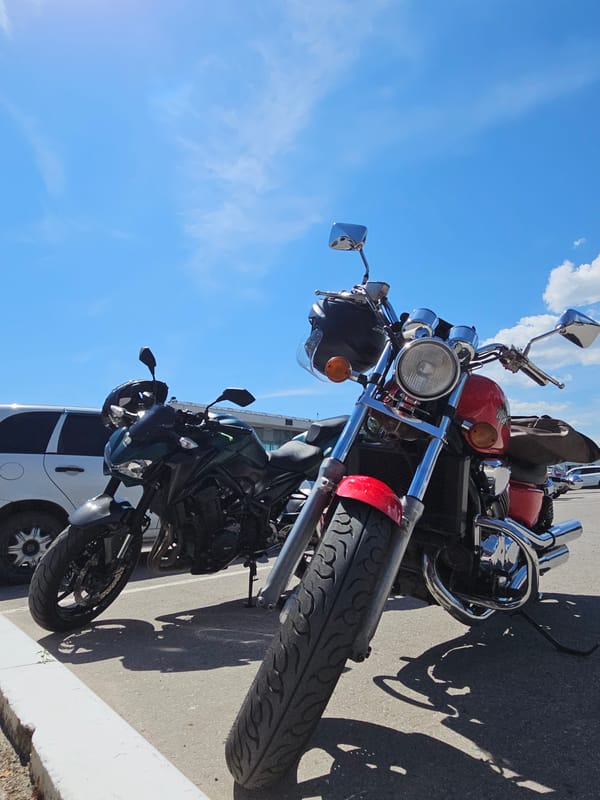 Motorcycle crew meets up along the Volga in Ulyanovsk