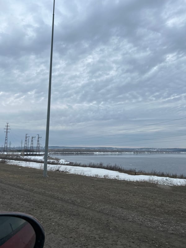 Overcast skies captured along Kama River in Chaikovsky, Russia