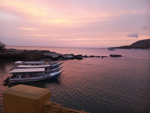 Sunset documented at Juan Griego harbor, Venezuela
