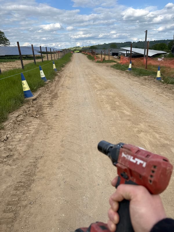 Construction tool documented along dirt path in Beanacre