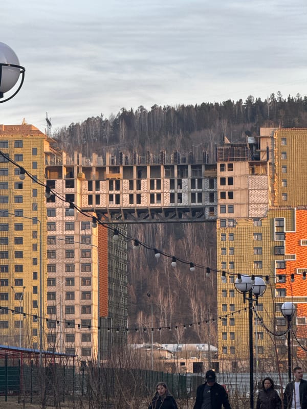Krasnoyarsk cityscape captured showing mixed architecture and construction