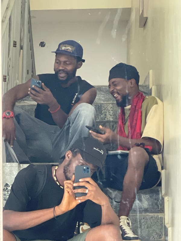 Young men gather for casual hangout in Gwarinpa building