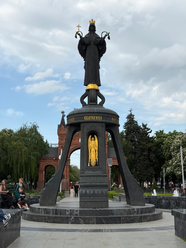 Catherine the Great statue documented in Krasnodar, Russia