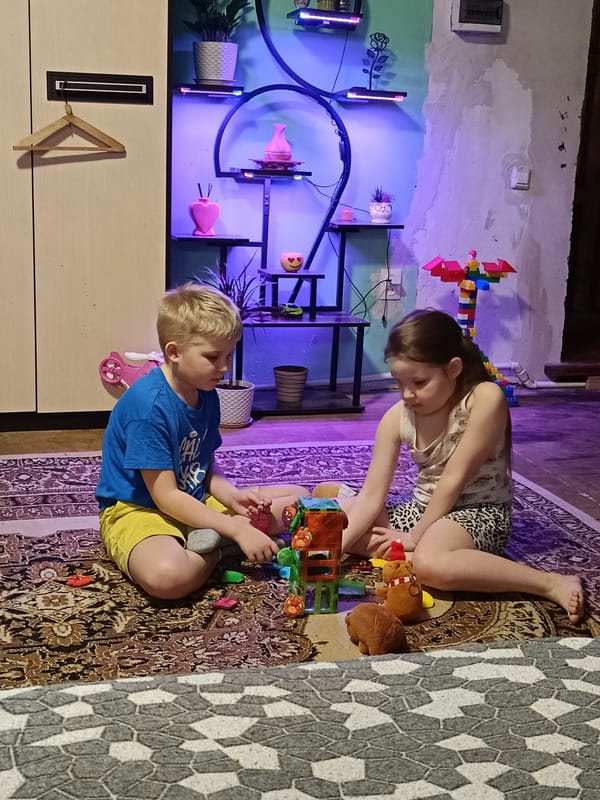 Children play with toys in Chaikovsky home