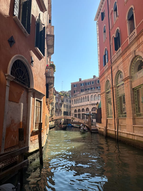 Selfies and canal light on a July afternoon in Venice