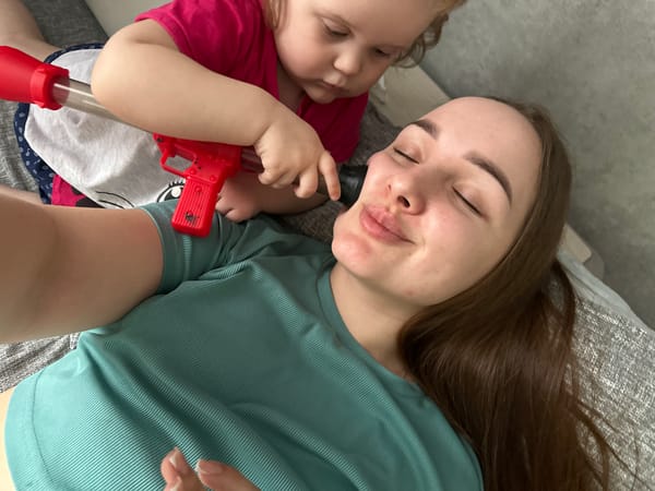 Mother and toddler share quiet morning moments in Russia