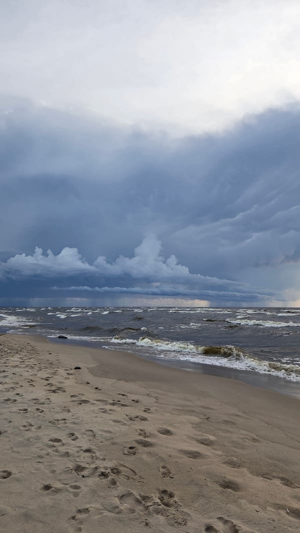 Stormy Baltic shoreline in Carnikava, Latvia