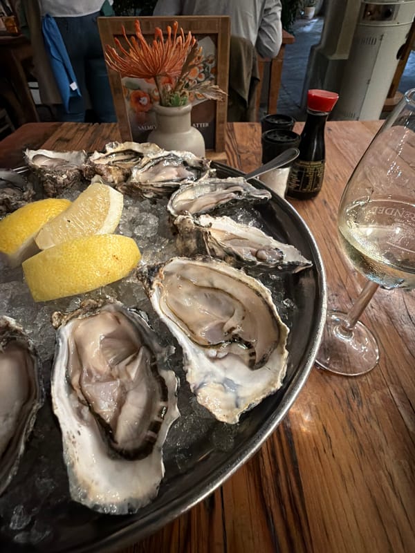 Seafood dinner documented at Cape Town restaurant