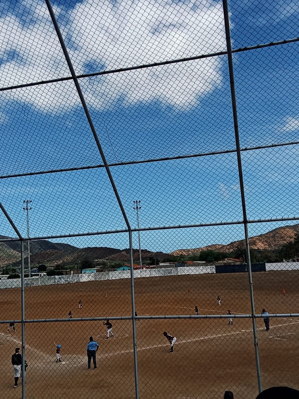 Baseball game draws spectators in Juan Griego, Venezuela