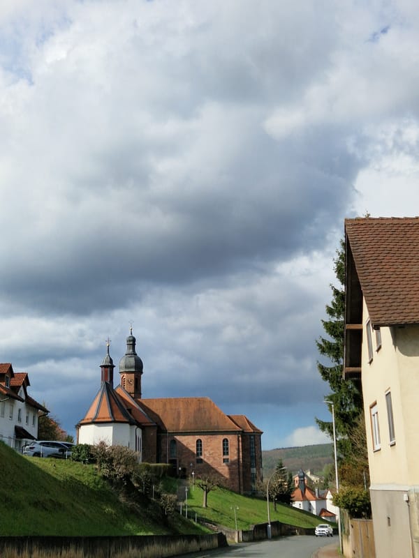Cloudy street scene captured in Leidersbach, Germany