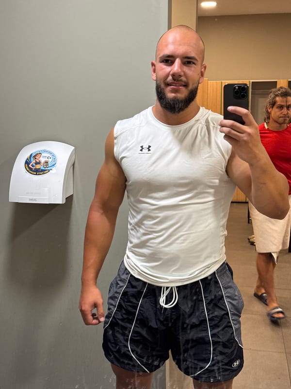 Mirror selfies in a Sofia gym locker room