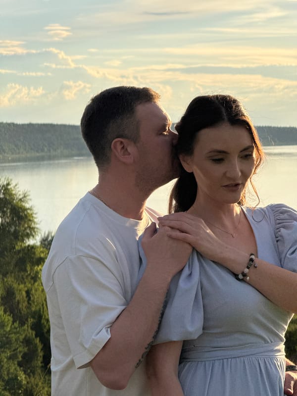Summer afternoon in rural Ольховка — dirt bikes, wildflowers, and a lakeside sunset