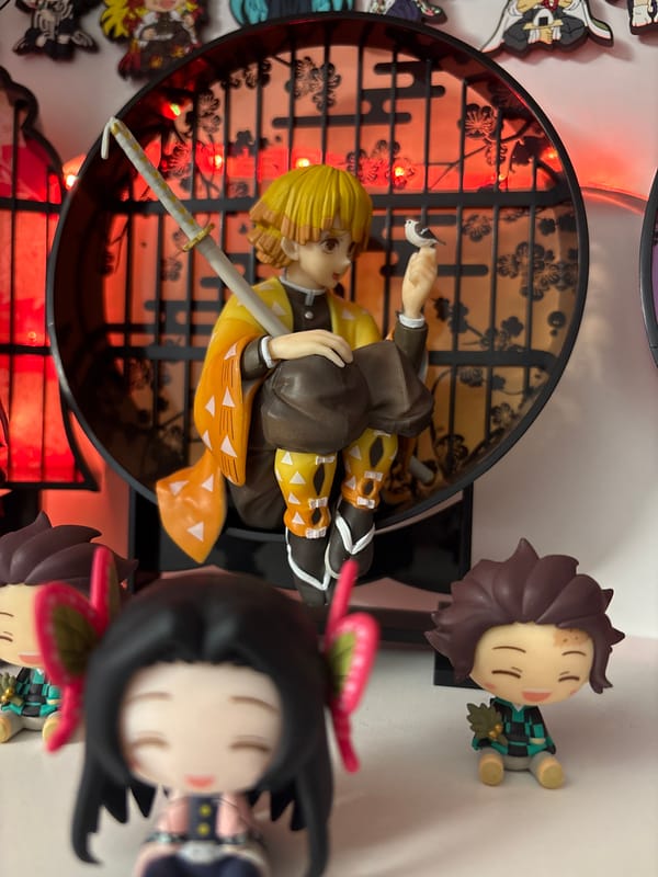 Demon Slayer anime merchandise display documented in Plovdiv