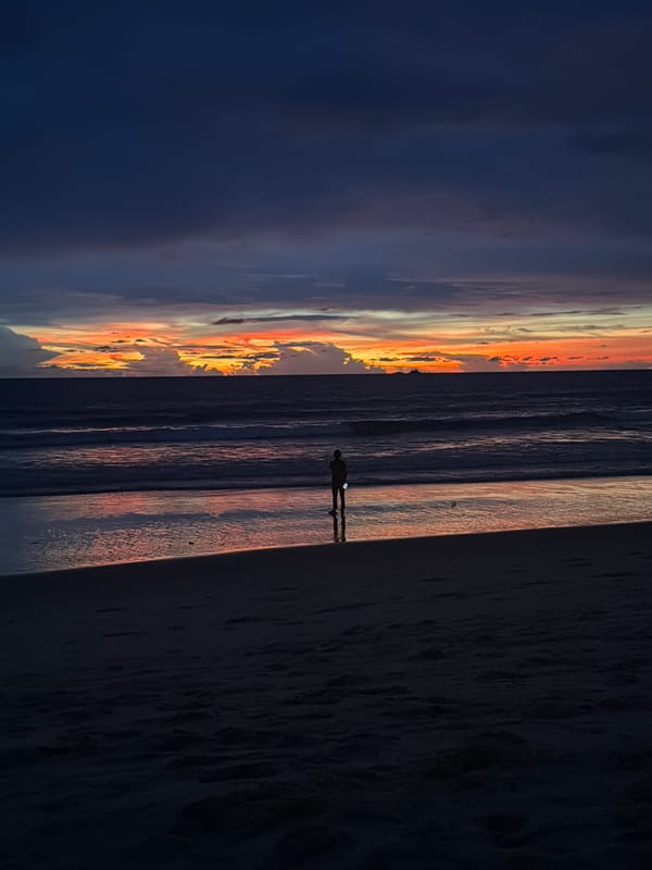 Choeng Thale beach at golden hour, sky on fire