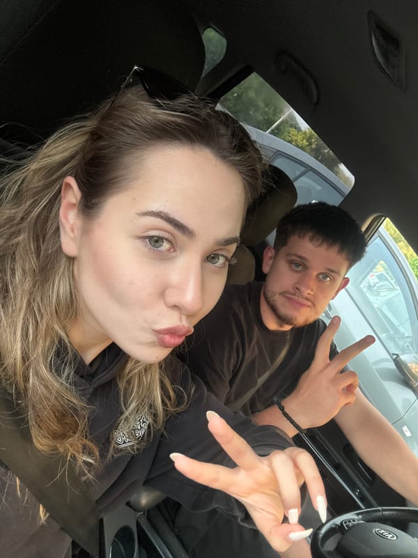Two people photographed in car selfie in Blagoevgrad