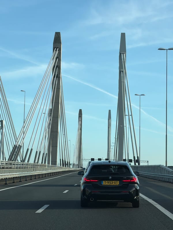 BMW crosses Dutch bridge during morning commute