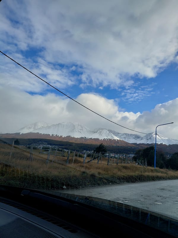 Traveler captures snow-capped mountains near Ushuaia, Argentina