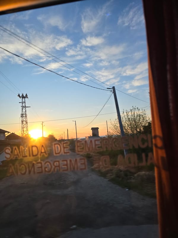 Golden sunset observed from vehicle in rural Bulgaria