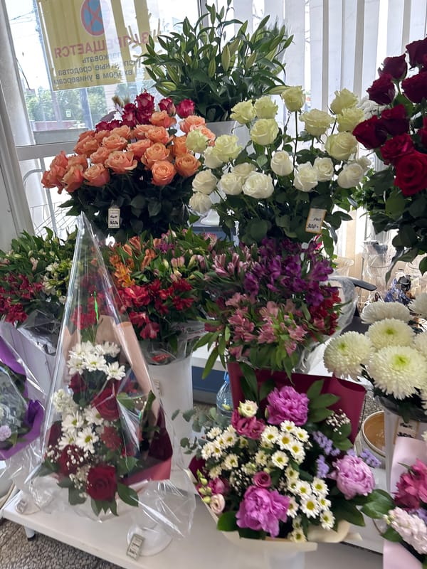 Russian town daily life documented through morning shopping, streets