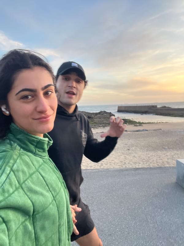 Sunset selfie captured on Porto coastline during evening hours