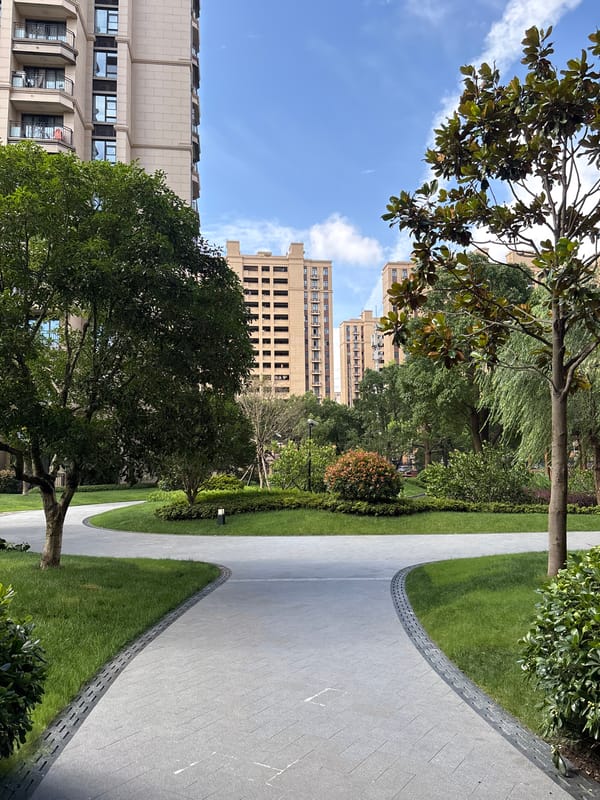Quiet morning in a Minhang residential neighborhood, Shanghai